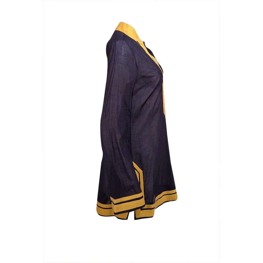 Tory Burch - Navy w/ Yellow Trim Tunic Blouse Sz 10